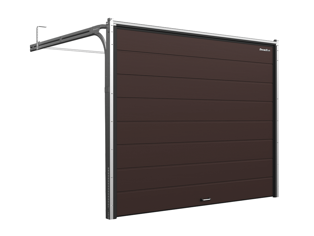 Гаражные секционные ворота из стальных сэндвич-панелей с пружинами растяжения серии rsd01